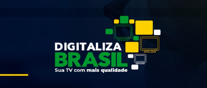 Logo do programa Digitaliza Brasil em cores iguais às da bandeira nacional
